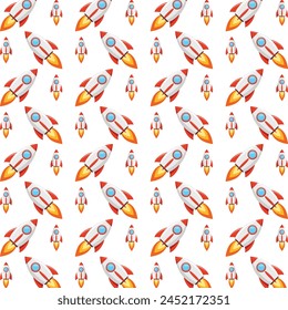 Rocket ship famous trendy multicolor repeating pattern vector illustration design