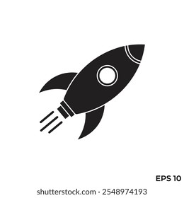 rocket ship flat icon vector