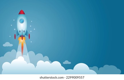 Rocket ship in a flat style. Creative idea