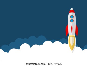 Rocket ship in a flat style. Space travel