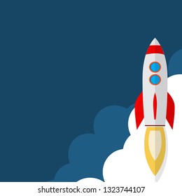 Rocket ship in a flat style. Space travel