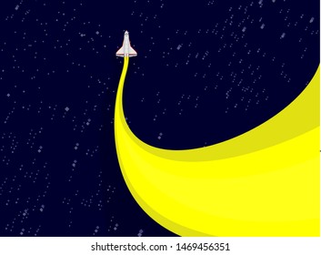 Rocket ship in a flat style. Space rocket launch with trendy flat style fluel. Project start up and development process.Innovation product, creative idea. Management. Vector illustration. Flat design.
