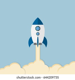 Rocket ship in a flat style. Vector illustration.