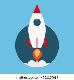 Rocket ship in a flat style vector icon illustration