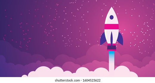 Rocket ship in a flat style.Vector illustration