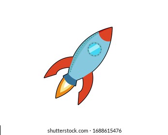 Rocket ship in a flat style.Vector illustration. Space travel to the mars. Space rocket launch.Project start up and development process. Creative idea.