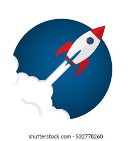 Rocket Ship In A Flat Style.Vector Illustration.