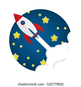 Rocket ship in a flat style.Vector illustration.