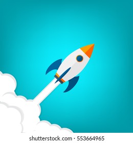 Rocket ship in a flat style.Vector illustration.