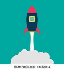 Rocket ship in a flat style.Vector illustration