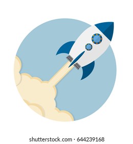 Rocket ship in a flat style.Vector illustration.