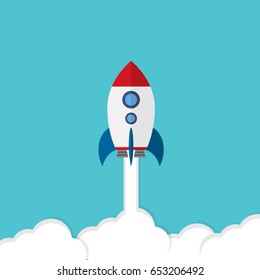 Rocket ship in a flat style.Vector illustration 
