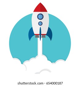 Rocket Ship In A Flat Style.Vector Illustration 