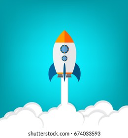 Rocket ship in a flat style.Vector illustration 
