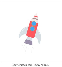 Rocket ship flat vector ilustration. Space element.