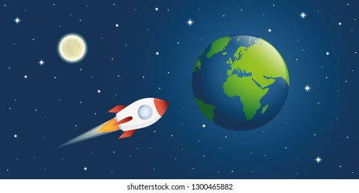 rocket ship is flying back to earth vector illustration EPS10