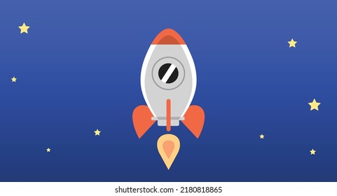Rocket ship flying in space vector wallpaper banner