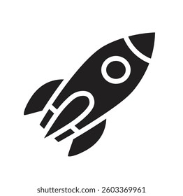 Rocket ship icon black flat isolated on white background vector illustration