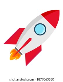 Rocket ship icon in flat style. Simple spaceship icon isolated on white background. Rocket vector illustration