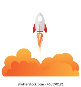 Rocket ship icon in flat style
