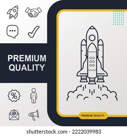 Elemento gráfico del icono de envío de cohetes. Diseño moderno.
