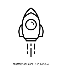 Rocket ship icon. line style. isolated on white background