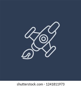Rocket ship icon. Rocket ship linear design concept from Astronomy collection. Simple element vector illustration on dark blue background.