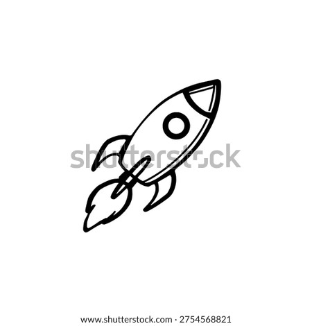 Rocket ship icon logo design. Space rocket launch sign and symbol. Rocket doodle icon. Business startup and exploration concept.