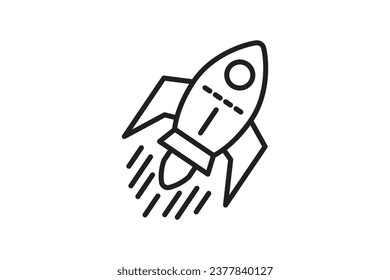 Rocket ship icon. icon related to speed. suitable for web site, app, user interfaces, printable etc. Line icon style. Simple vector design editable