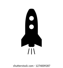 Rocket ship icon,  spaceship launch flat vector illustration icon