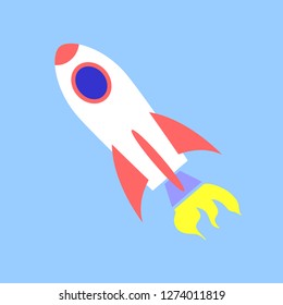 Rocket ship icon,  spaceship launch flat vector illustration icon