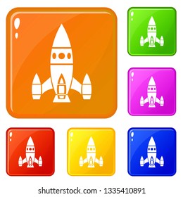 Rocket ship icons set collection vector 6 color isolated on white background