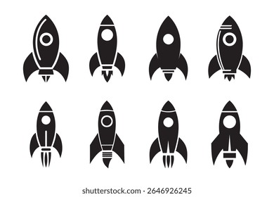 Rocket Ship Icons Silhouette Vector Illustration