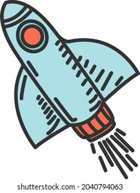 Rocket ship, illustration, vector, on a white background.