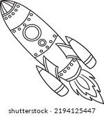 Rocket Ship Isolated Coloring Page for Kids
