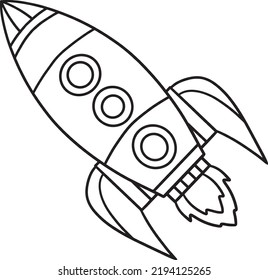Rocket Ship Isolated Coloring Page for Kids