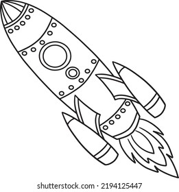 Rocket Ship Isolated Coloring Page for Kids