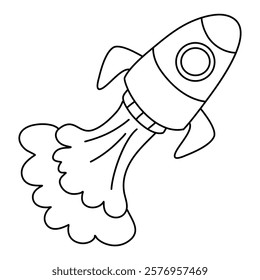 Rocket Ship Isolated Coloring Page for Kids