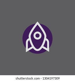 Rocket ship isolated on white. Flat icon. Vector illustration with flying rocket. Space travel. Project start up sign. Creative idea symbol