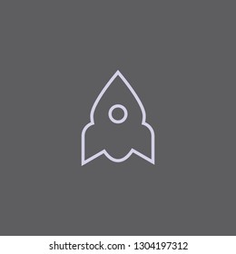 Rocket ship isolated on white. Flat icon. Vector illustration with flying rocket. Space travel. Project start up sign. Creative idea symbol