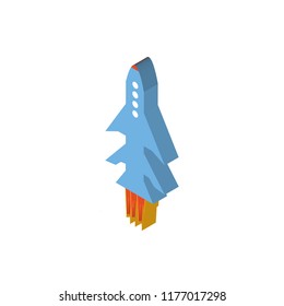 Rocket ship isometric left top view 3D icon