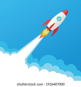 Rocket ship launch background vector. Concept of business product on market, startup, growth, creative idea.