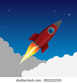Rocket ship launch background vector eps 10 concept of business product on  startup and creative idea