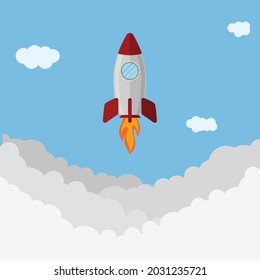 Rocket ship launch background vector eps 10 concept of business product on  startup and creative idea