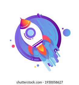 Lanzamiento de un cohete. Concepto de proyecto empresarial. Iniciar ilustración vectorial