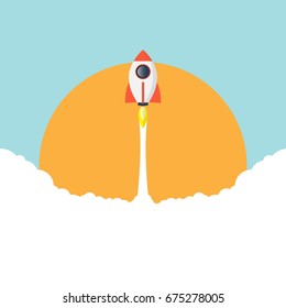 Rocket ship launch concept icon flat design.Start up business concept.Vector illustration.