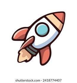 rocket ship launch flat sign vector