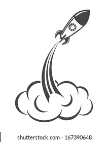Rocket ship launch isolated vector illustration