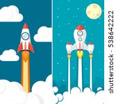 Rocket ship. Launch. Space travel. Start up. Creative idea, innovation. Flight to the moon.