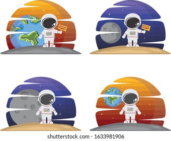 rocket ship launch space voyager set